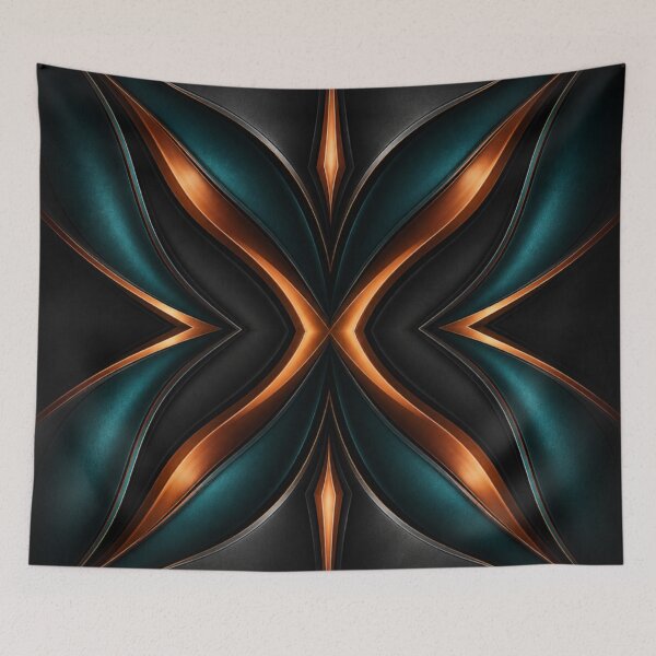 Item preview, Teal Burnt Orange Symmetrical Abstract designed and sold by Bellassi.