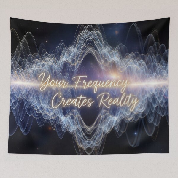 Item preview, Your Frequency Creates Reality – Sound Wave Cosmic Motivation Design designed and sold by Altair_.