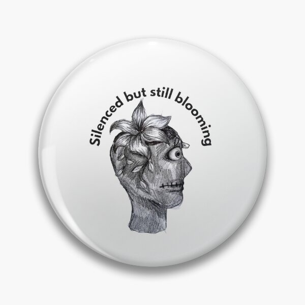 Item preview, Silenced But Still Blooming Stitched Mouth Flower Head Sketch, Dissociation Anxiety Mental Health Art designed and sold by TheFurezuStudio.