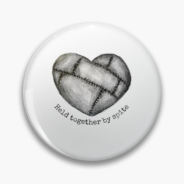 Item preview, Held Together By Spite Stitched Heart Sketch, Trauma Recovery CPTSD Mental Health Art designed and sold by TheFurezuStudio.