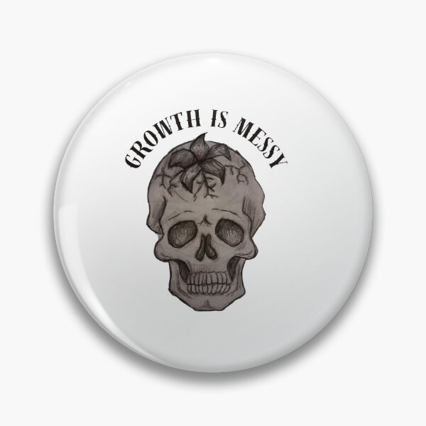 Item preview, Growth is Messy Skull Flower Sticker, Mental Health Anxiety Healing Dark Botanical Art designed and sold by TheFurezuStudio.