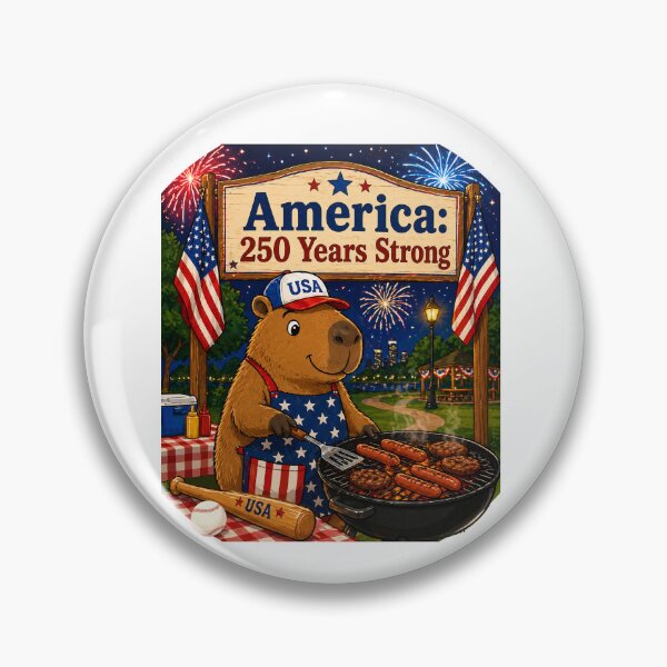 Item preview, Patriotic Capybara Celebrating America's 250th Birthday - Premium BBQ Summer Tee - America: 250 Years Strong - Cute Animal Baseball Graphic designed and sold by Cinderbox-Store.