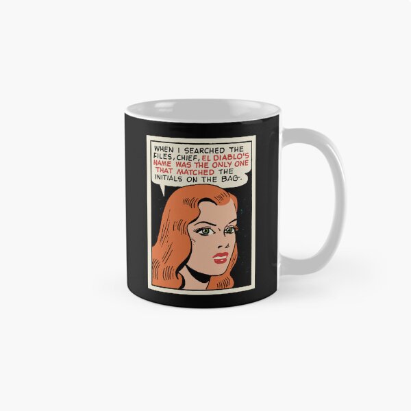 Aperçu de l'œuvre Le nom d'El Diablo • Rousse • Yeux verts • Illustration pop art de l'âge d'or des comics créée et vendue par wmxdesign.