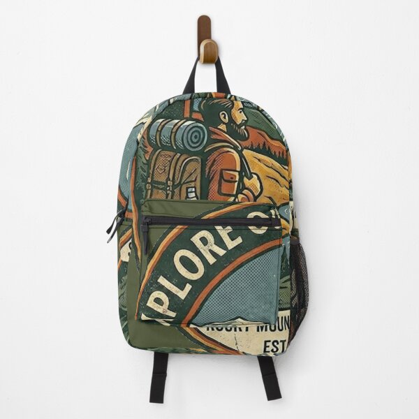 Item preview, Explore Our Wild Spaces - Vintage Rocky Mountain Wilderness Retro Badge designed and sold by wravelo.