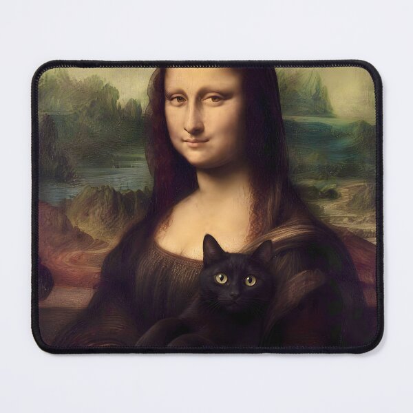 Item preview, Mona Lisa with Black Cat designed and sold by Vicky Brago-Mitchell®.