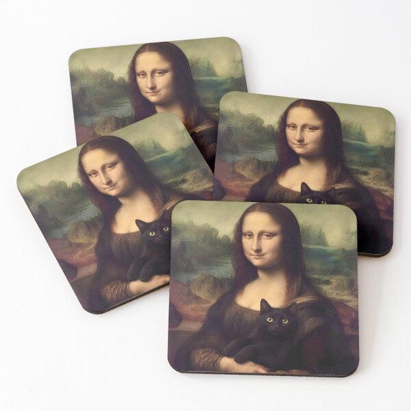 Item preview, Mona Lisa with Black Cat designed and sold by Vicky Brago-Mitchell®.