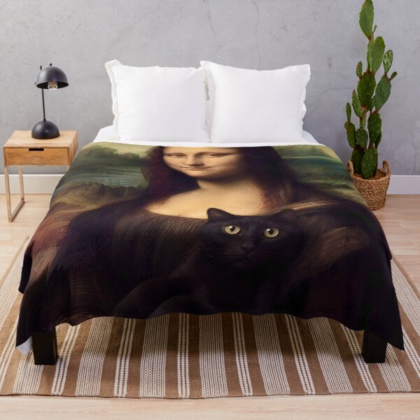 Item preview, Mona Lisa with Black Cat designed and sold by Vicky Brago-Mitchell®.