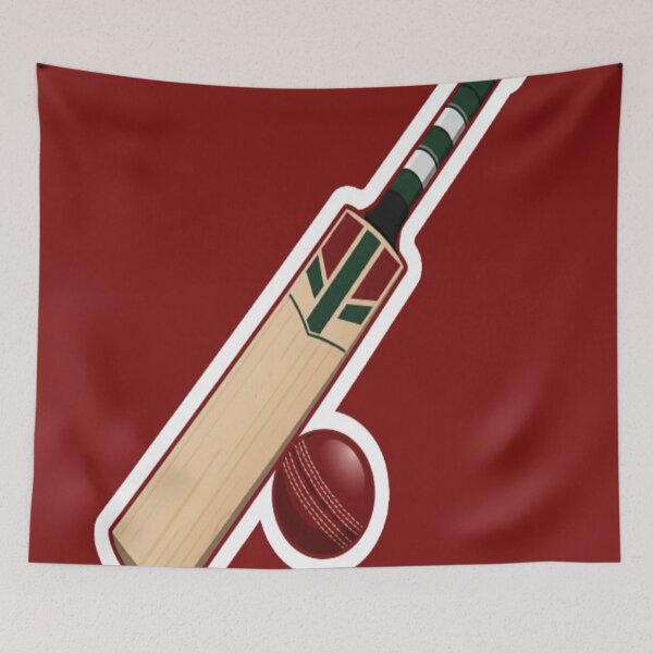 Item preview,  Cricket Bat and Ball red designed and sold by StickersRyous.