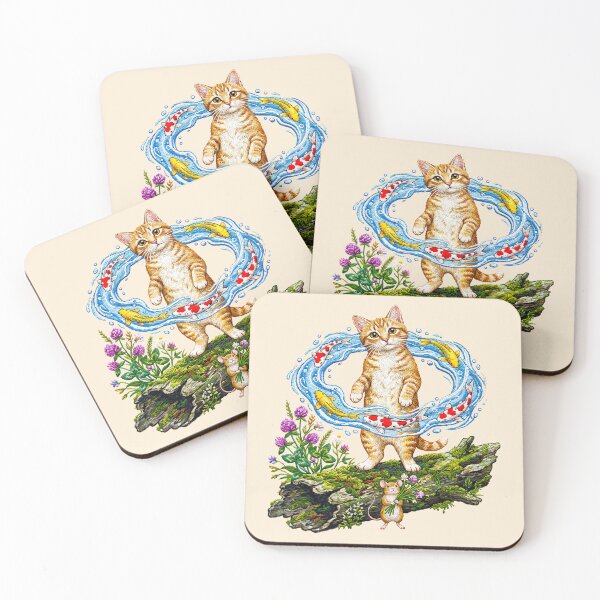 Item preview, Orange Tabby Cat ,Mouse and Koi Fish designed and sold by TeeARTHY.