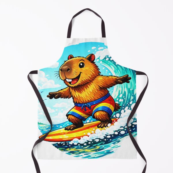 Item preview, Surfing Capybara T-Shirt - Cute Capy Hanging 6 Beach Vibes - Premium Cotton Summer Graphic Tee - Aesthetic Animal Surfer Shirt designed and sold by Cinderbox-Store.
