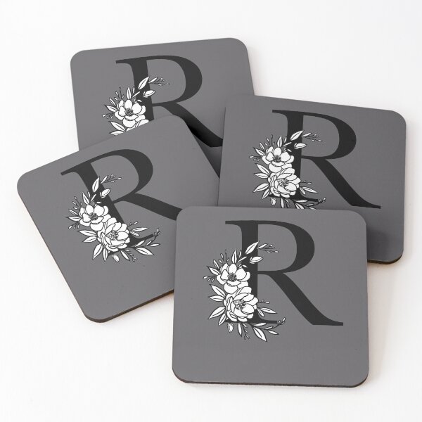 Item preview, Floral Laurel Letter R - Beautiful Name Initial with Magnolia Flowers - Gray Background designed and sold by breecraftdesigns.