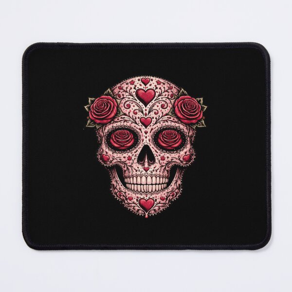 Item preview, Rose Sugar Skull – Floral Gothic Skull with Hearts – Day of the Dead Inspired Romantic Goth Design designed and sold by TheTrendsDesk.