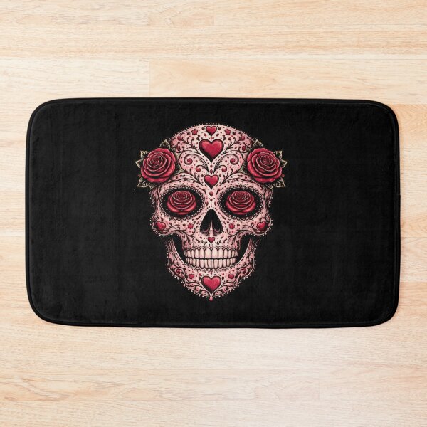Item preview, Rose Sugar Skull – Floral Gothic Skull with Hearts – Day of the Dead Inspired Romantic Goth Design designed and sold by TheTrendsDesk.