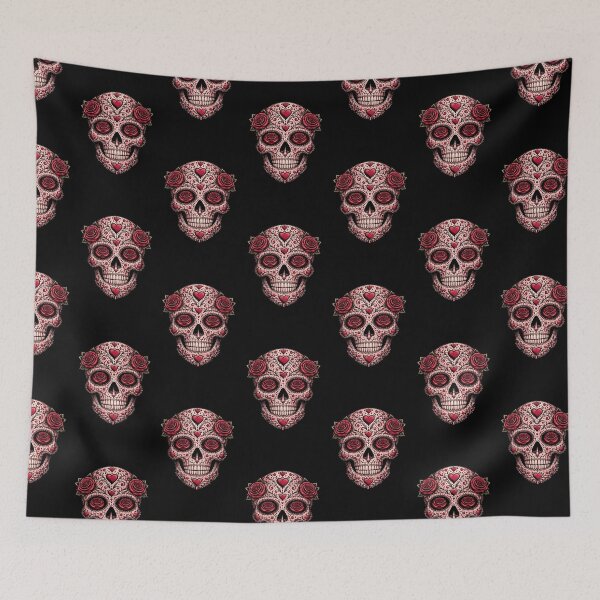 Item preview, Rose Sugar Skull – Floral Gothic Skull with Hearts – Day of the Dead Inspired Romantic Goth Design designed and sold by TheTrendsDesk.