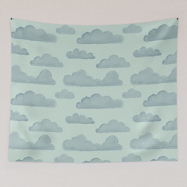 Item preview, Dreamtime Clouds Watercolor Pattern - Mint + Peacock designed and sold by Irene Estelle.