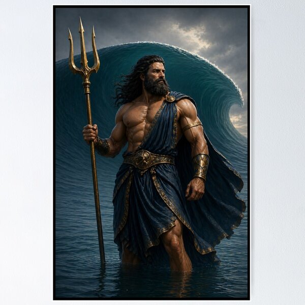 Item preview, Poseidon Greek God Ocean Sea Power Poster designed and sold by The Dark Files.
