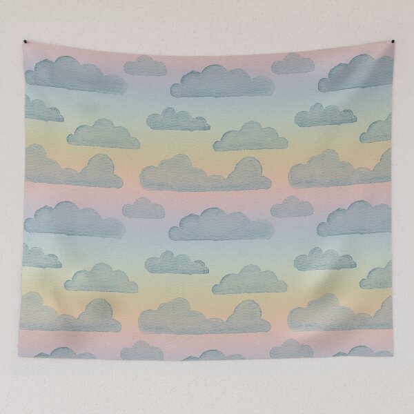 Item preview, Dreamtime Clouds Watercolor Pattern - Rainbow Sorbet + Peacock designed and sold by Irene Estelle.