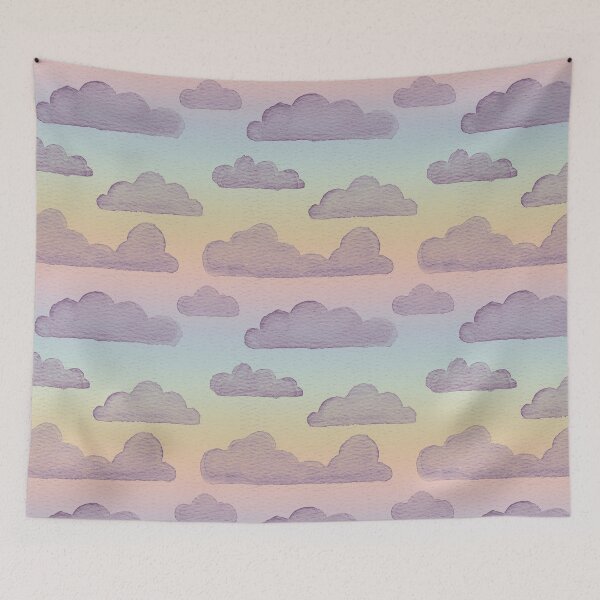 Item preview, Dreamtime Clouds Watercolor Pattern - Rainbow Sorbet + Plum designed and sold by Irene Estelle.