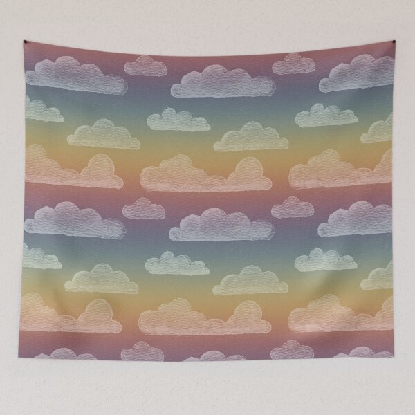 Item preview, Dreamtime Clouds Watercolor Pattern - Rainbow Sunset + Rainbow Sorbet designed and sold by Irene Estelle.