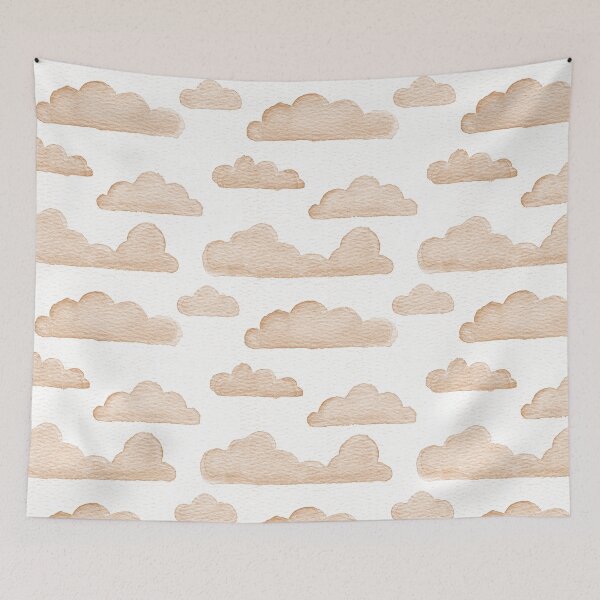 Item preview, Dreamtime Clouds Watercolor Pattern - Snow + Rust designed and sold by Irene Estelle.