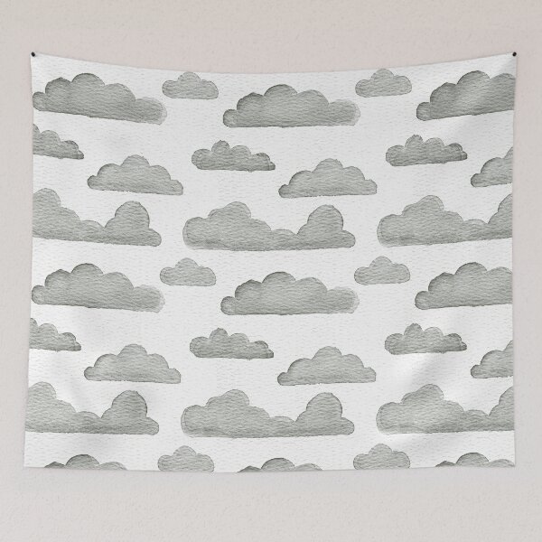 Item preview, Dreamtime Clouds Watercolor Pattern - Snow + Pine designed and sold by Irene Estelle.