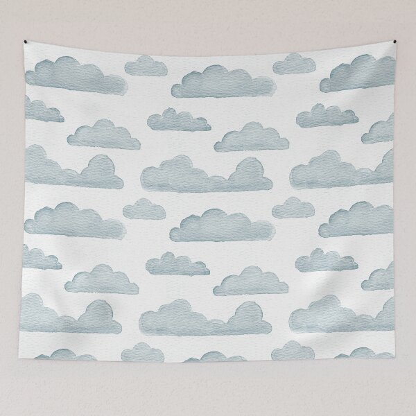 Item preview, Dreamtime Clouds Watercolor Pattern - Snow + Peacock designed and sold by Irene Estelle.