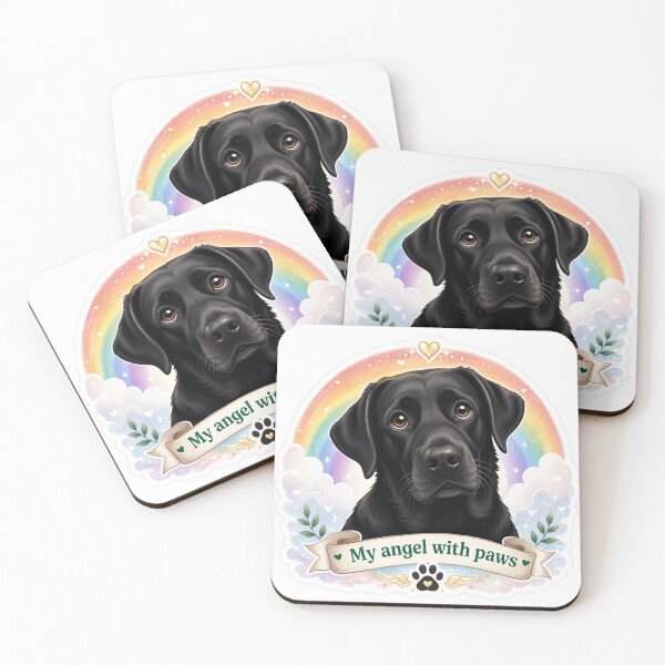 Item preview, My Angel with Paws – Black Lab Rainbow Bridge Memorial Dog  designed and sold by DrakeDogShop.