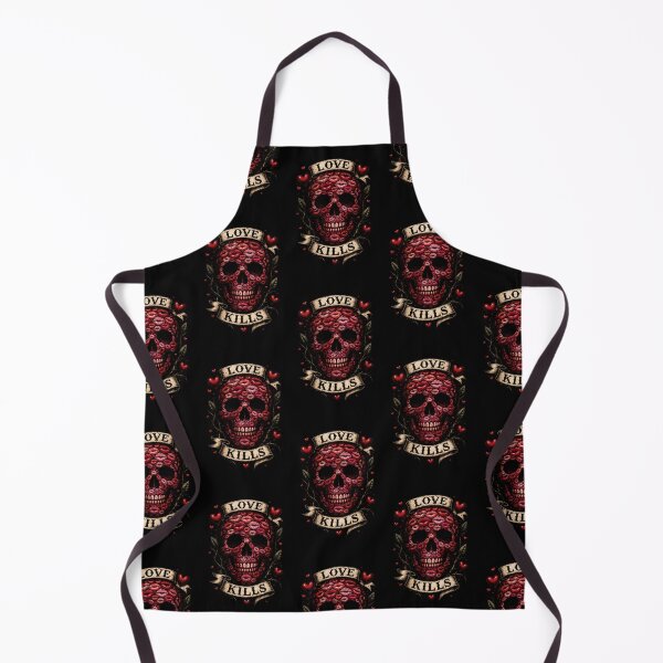 Item preview, Love Kills Skull – Lips Skull Tattoo Design – Dark Romance Gothic Skull with Hearts designed and sold by TheTrendsDesk.