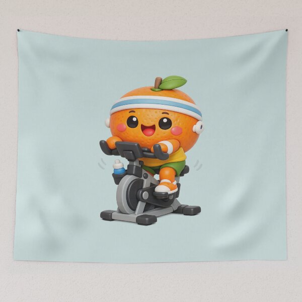 Item preview, Cute Mandarin Spin Class Rider | Kawaii Fruit Workout 3D CGI designed and sold by Moons Studio.