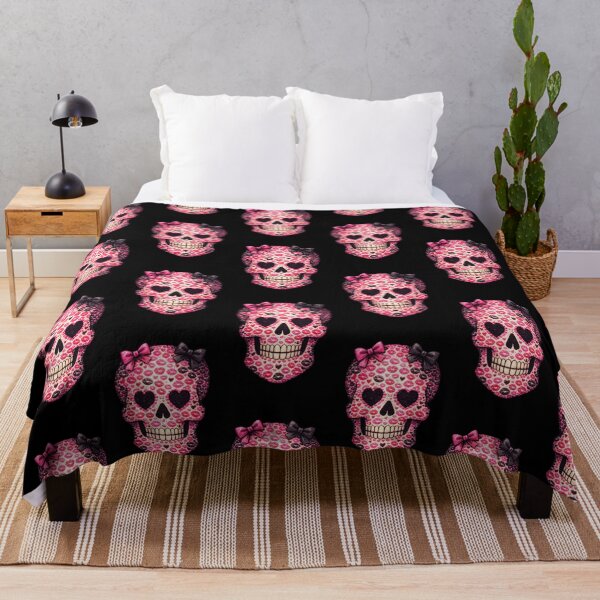 Item preview, Pink & Black Bow Skull – Cute Goth Lips Skull with Hearts – Girly Valentine Gothic Design designed and sold by TheTrendsDesk.