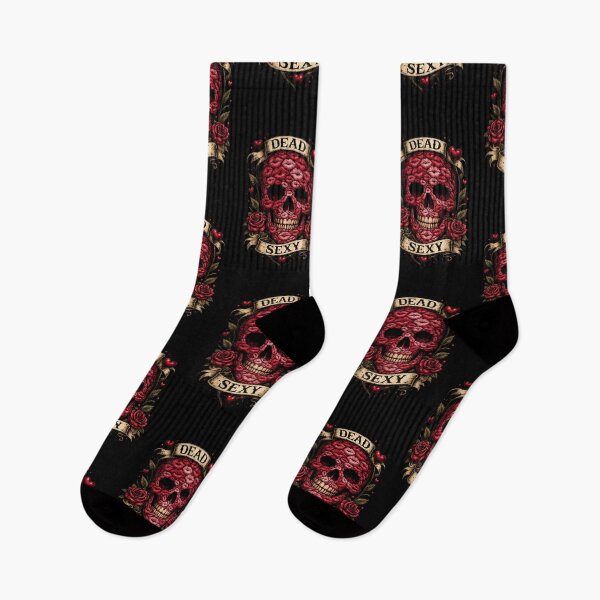 Item preview, Dead Sexy Skull – Lips Skull with Roses – Dark Romance Gothic Tattoo Design designed and sold by TheTrendsDesk.