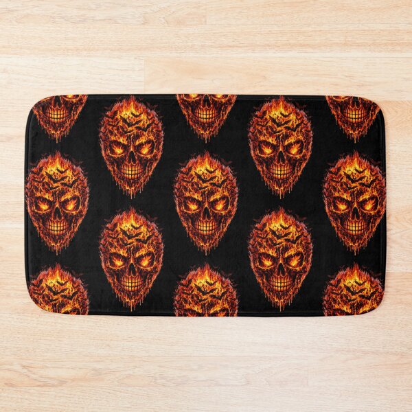 Item preview, Flaming Skull with Bats – Hellfire Skull Design – Dark Gothic Fire Skull Art designed and sold by TheTrendsDesk.