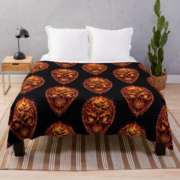 Item preview, Flaming Skull with Bats – Hellfire Skull Design – Dark Gothic Fire Skull Art designed and sold by TheTrendsDesk.