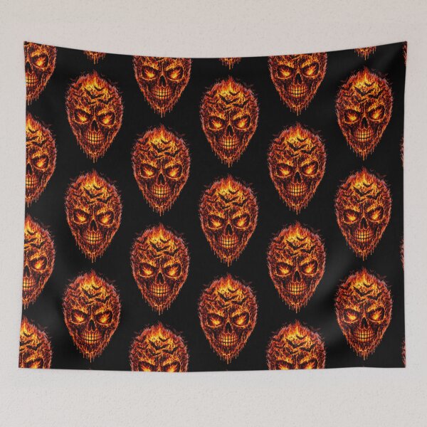 Item preview, Flaming Skull with Bats – Hellfire Skull Design – Dark Gothic Fire Skull Art designed and sold by TheTrendsDesk.