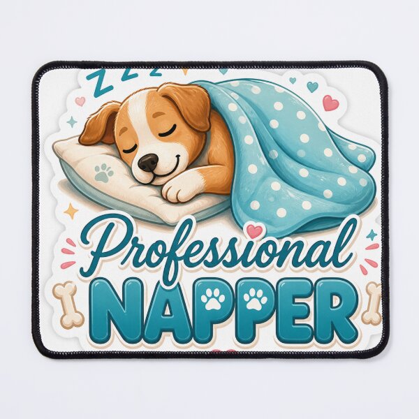Item preview, Professional Napper – Cute Sleeping Puppy Dog designed and sold by DrakeDogShop.