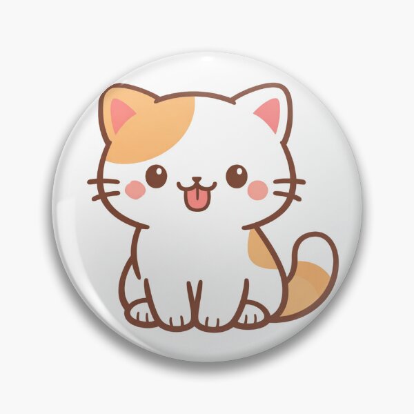 Item preview, Cute Kawaii Calico Cat with Blep Tongue Out Sitting Happy Chibi Kitten Cartoon Illustration designed and sold by Owcomm.