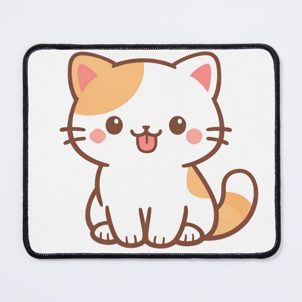 Item preview, Cute Kawaii Calico Cat with Blep Tongue Out Sitting Happy Chibi Kitten Cartoon Illustration designed and sold by Owcomm.