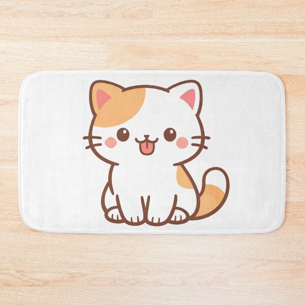 Item preview, Cute Kawaii Calico Cat with Blep Tongue Out Sitting Happy Chibi Kitten Cartoon Illustration designed and sold by Owcomm.