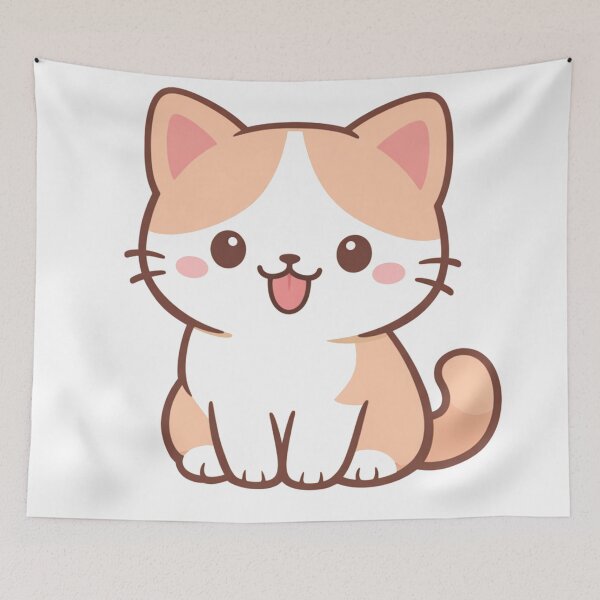 Item preview, Happy Kawaii Cat Sitting Cute Anime Kitten designed and sold by Owcomm.