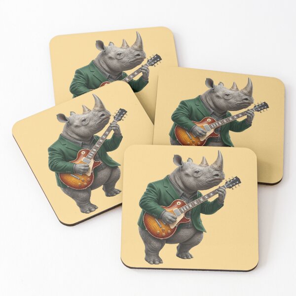 Item preview, Rhinoceros Playing Electric Guitar Music designed and sold by TeeARTHY.