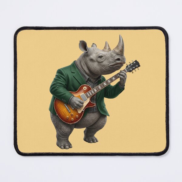 Item preview, Rhinoceros Playing Electric Guitar Music designed and sold by TeeARTHY.