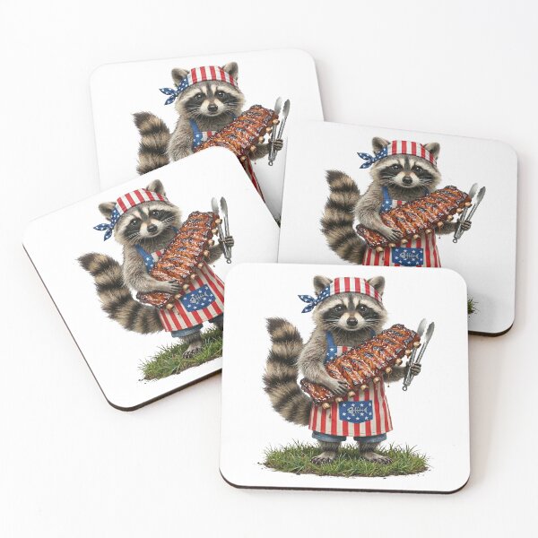 Item preview, Raccoon Holding Ribs Patriotic BBQ  designed and sold by TeeARTHY.