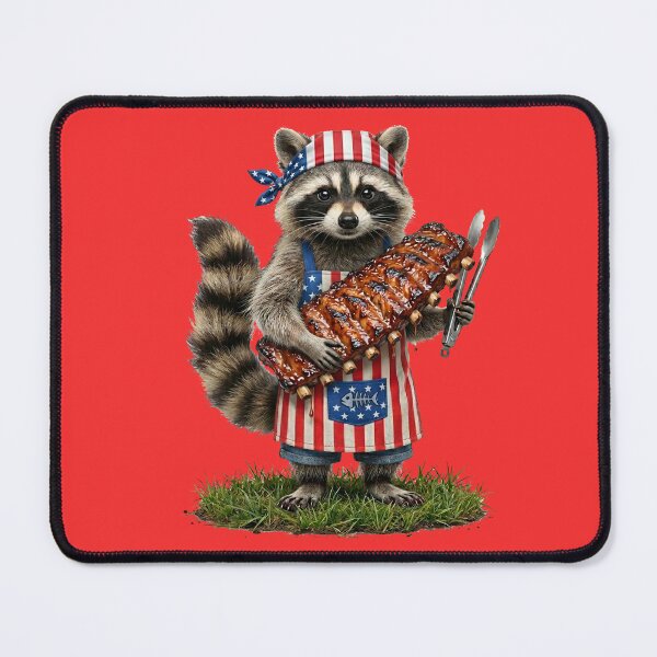 Item preview, Raccoon Holding Ribs Patriotic BBQ designed and sold by TeeARTHY.