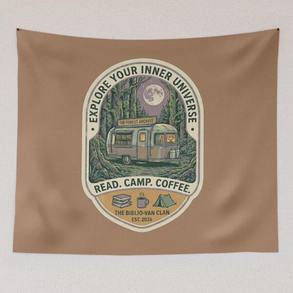 Item preview, Explore Your Inner Universe - Vintage Book Lover & Camping Badge designed and sold by wravelo.