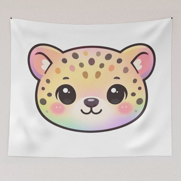 Item preview, Rainbow Pastel Kawaii Cheetah Face Cute designed and sold by Owcomm.