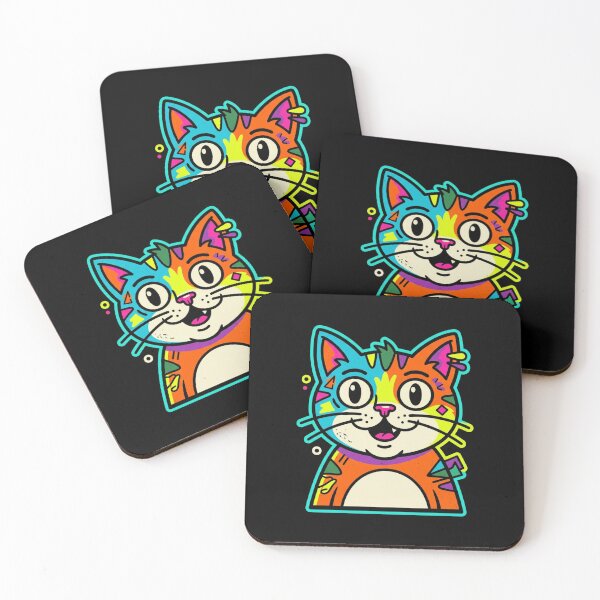 Item preview, Colorful Psychedelic Cat Pop Art Neon Cartoon Cute Kitty Design designed and sold by art-noir.