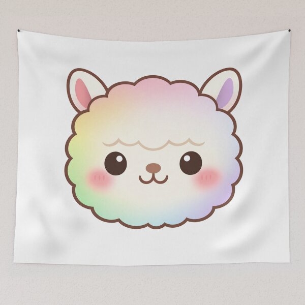 Item preview, Cute Rainbow Alpaca Face Kawaii Fluffy Llama designed and sold by Owcomm.