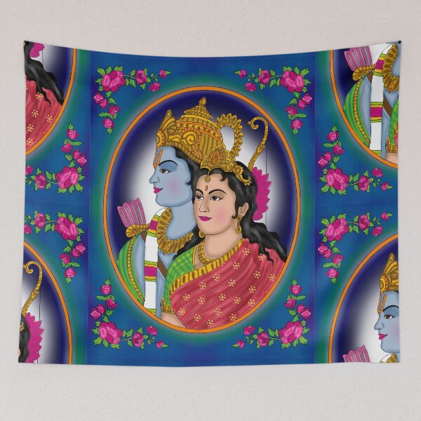 Item preview, Sita Ram Divine Design – Sacred Hindu Couple Spiritual Artwork designed and sold by Harshit_Digital_Arts.