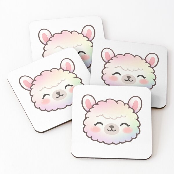 Item preview, Cute Kawaii Rainbow Alpaca Face Fluffy Pastel Llama designed and sold by Owcomm.