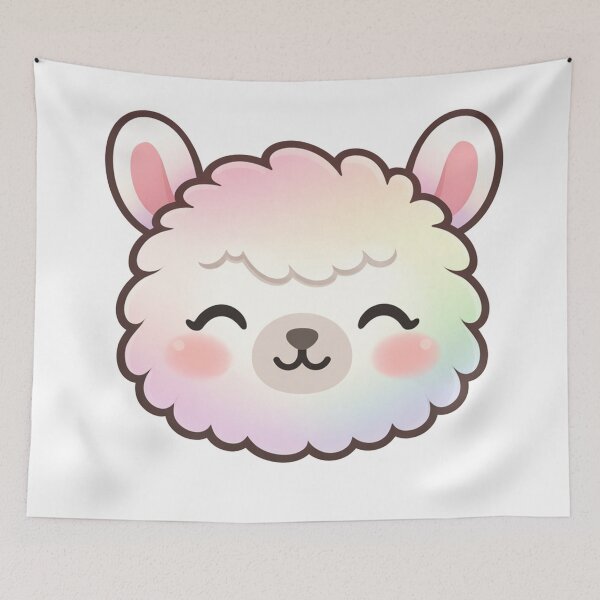 Item preview, Cute Kawaii Rainbow Alpaca Face Fluffy Pastel Llama designed and sold by Owcomm.